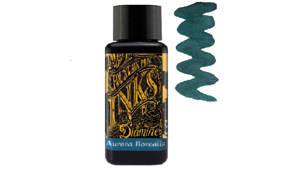 Diamine Fountain Pen Ink 30ml - 3 x Bottles - Writer's Blood & Earl Grey & Aurora Borealis, Writer's Blood, Earl Grey, Aurora Borealis