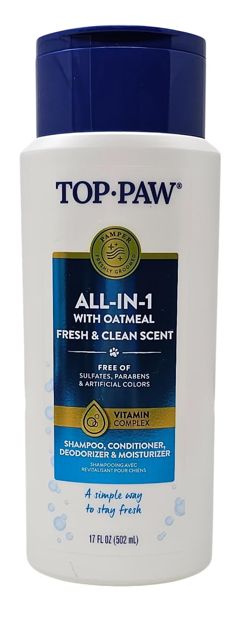 Top Paw All-in-1 Oatmeal Shampoo and Conditioner for Dogs, 17 Ounces