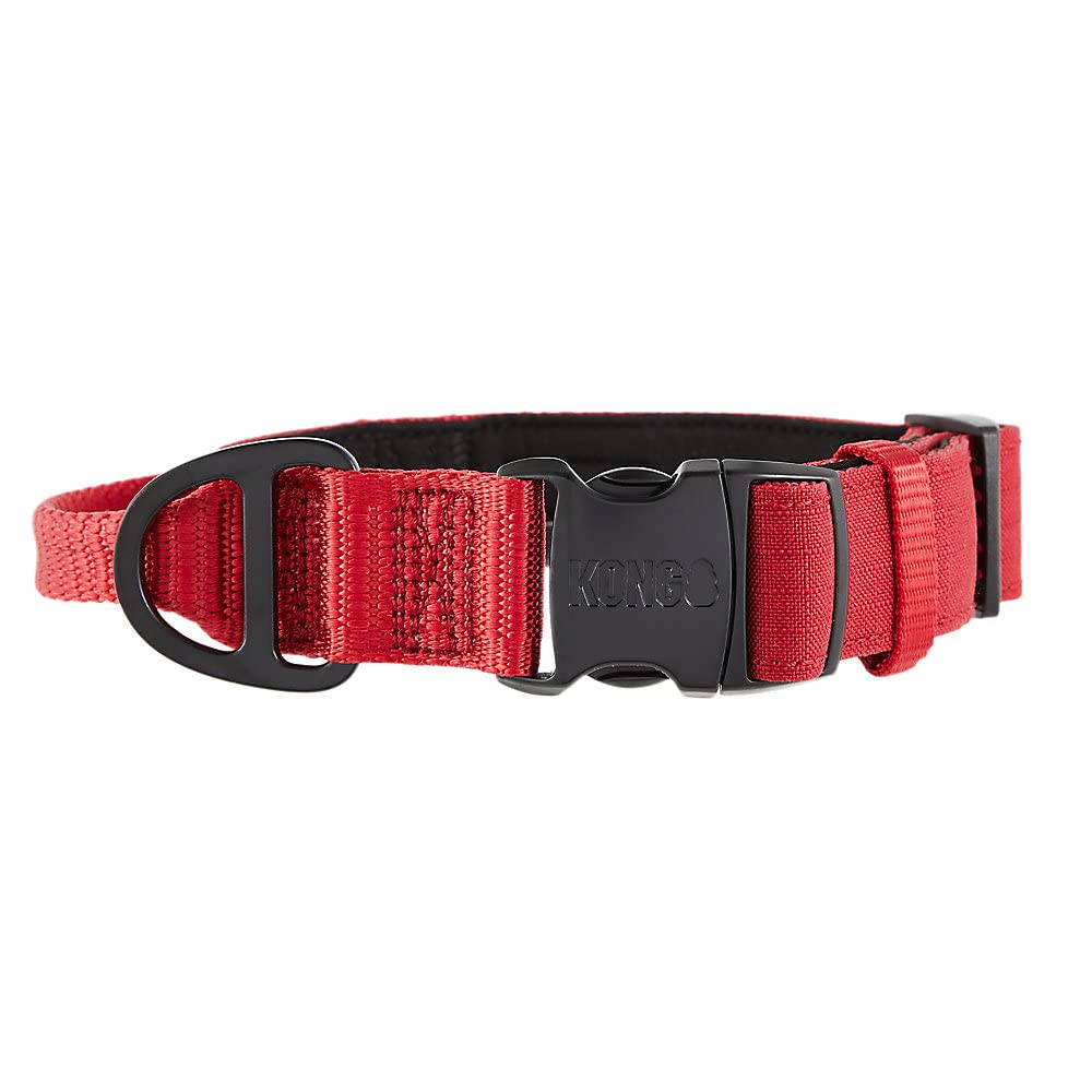 KONG Ultra Durable Padded Comfort Handle Dog Collar (Medium, Red)