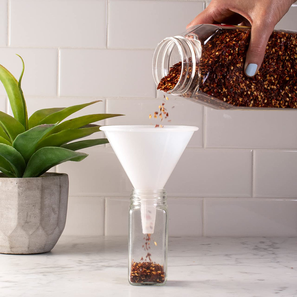 Hutzler 8 oz Plastic Funnel, Natural, Clear Plastic, Food Safe, BPA Free, Heat Resistant Polypropylene