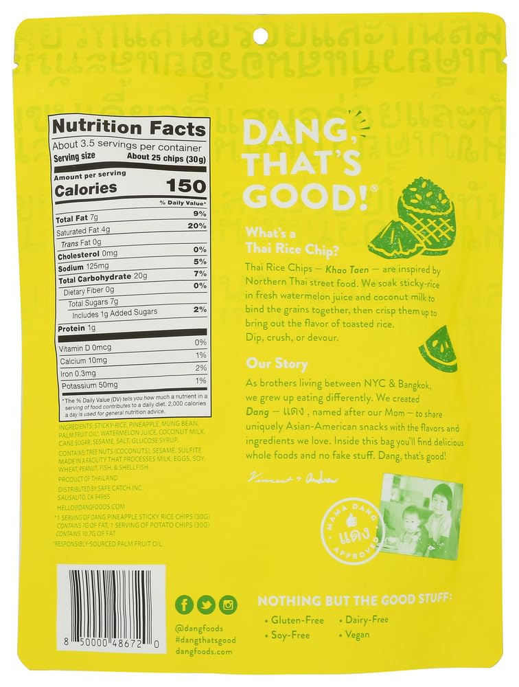 Dang, Chips Rice Thai Pineapple, 3.5 Ounce