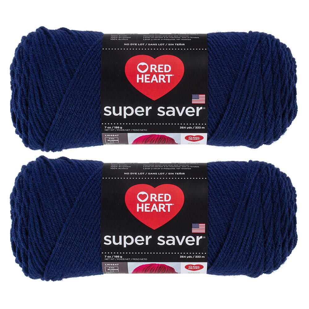 Bulk Buy: Red Heart Super Saver (2-Pack) (Soft Navy, 7 oz Each Skein)