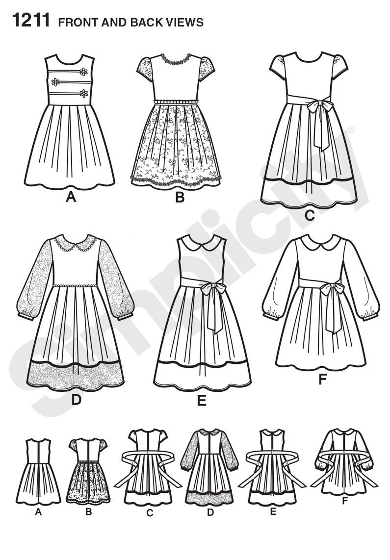 Simplicity 1211 Girls' Dress Sewing Pattern, Sizes 7-14