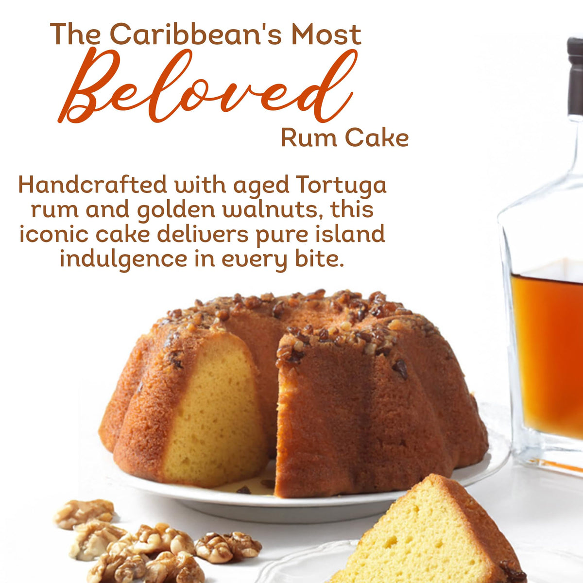 Tortuga Caribbean Original Rum Cake with Walnuts - 4oz