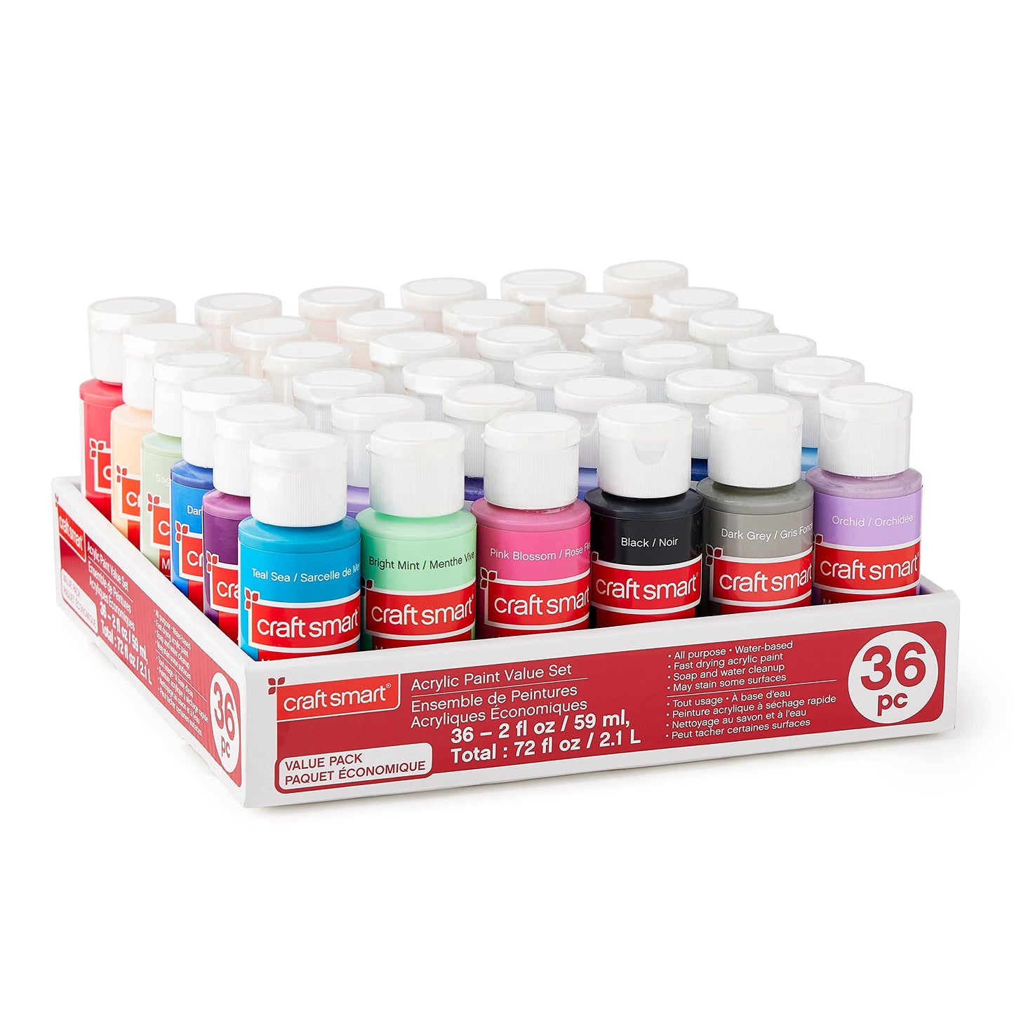 Craft Smart 36 Assorted Acrylic Paint Set - Non-Toxic Paint for Drawing, Painting, Art & Crafts Supplies - 1 Pack