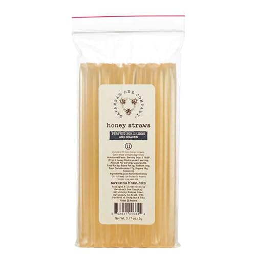 Savannah Bee Company Honey Straws - Pure and All Natural Honey Straw Sticks Made in the USA