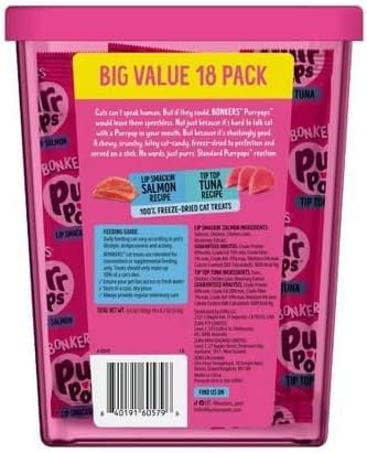 Bonkers Purrpops Cat Treats, Salmon and Tuna Flavors, 18 Count Value Pack