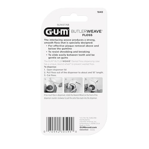 Gum ButlerWeave Woven Dental Flos, Shred Resistant Waxed Floss, Mint Flavored