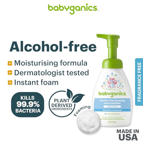 Babyganics Alcohol-Free Foaming Hand Sanitizer, Pump Bottle, Fragrance Free, 8.45 oz, Packaging May Vary