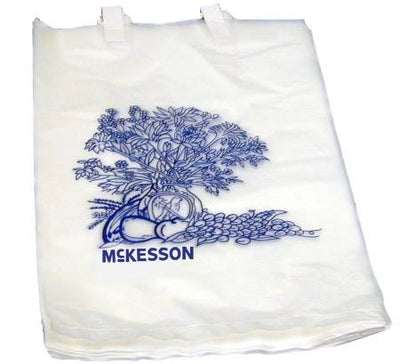 McKesson Bedside Bags - Polyethylene, Blue and White Floral Print, Open-Ended, Disposable - 0.5 mil, 7 in x 11.5 in, 100 Count, 1 Pack