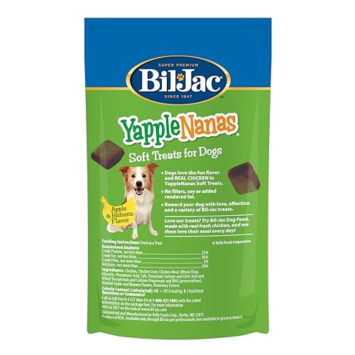 Bil Jac Yapple Nanas Soft Dog Treats - Apple and Banana Flavor - 4 oz Packs