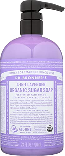 Dr. Bronner's Organic 4-in-1 Sugar Pump Liquid Soap Vegan Non GMO 24 Fluid Ounce Pack Of 1