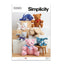 Simplicity SS9360OS UNDEFINED Stuffed Craft Adorable Plush 18" Bear, 12" Long Puppy and 10" Long Kitty are Super Easy to sew, White