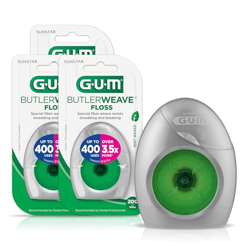 Gum ButlerWeave Woven Dental Flos, Shred Resistant Waxed Floss, Mint Flavored