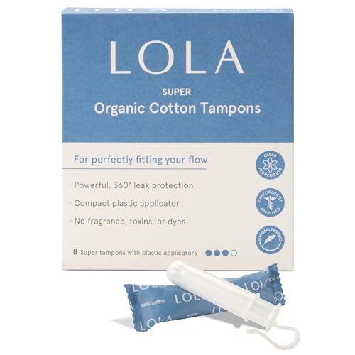 LOLA Organic Cotton Unscented Tampons, Regular Absorbency - Natural Ingredients, Chlorine & Toxin Free, Powerful Leak Protection - BPA Free