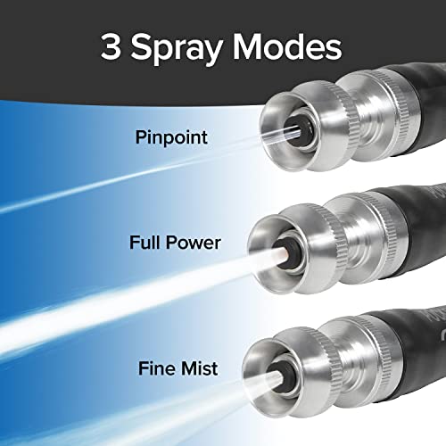 Pocket Hose Silver Bullet 50 ft Turbo Shot Nozzle Multiple Spray Patterns Expandable Garden Hose 3/4 in Solid Aluminum Fittings Lead-Free Lightweight and No-Kink,Black