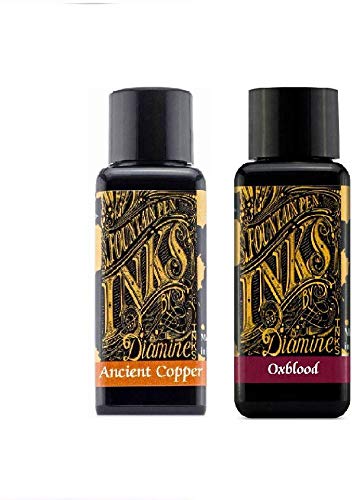 Diamine Fountain Pen Ink Bundle - Writers Blood, Oxblood & Ancient Copper - 30 ml (2 Pack)