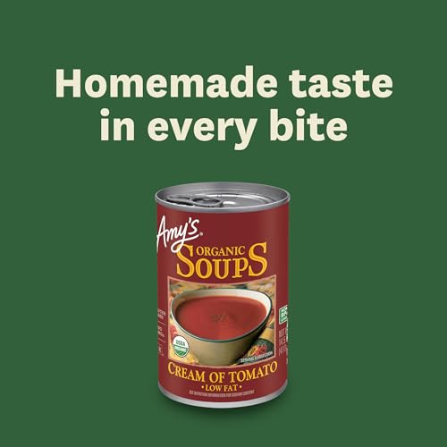 Amy’s Soup, Cream of Tomato Soup, Gluten Free and Low Fat, Made With Sun-Ripened Tomatoes, Canned Soup, 14.5 Oz
