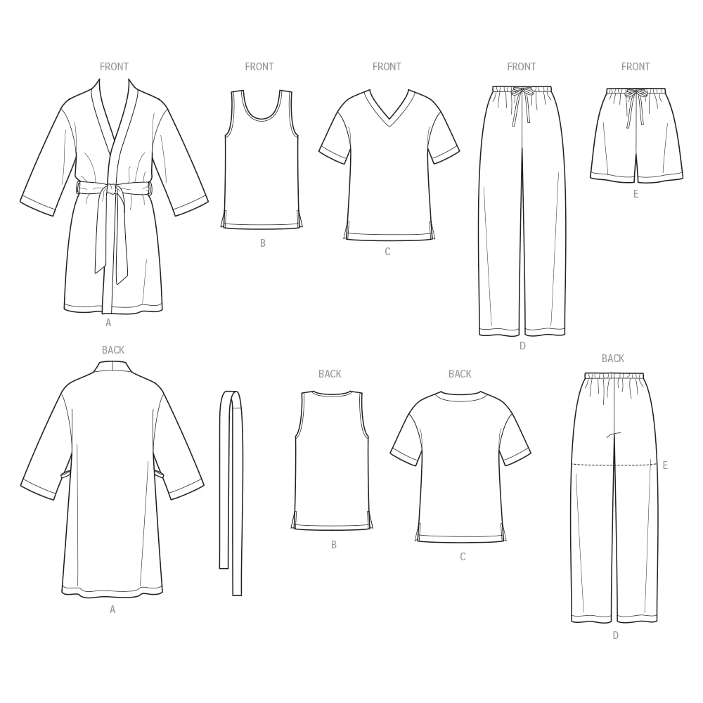 Simplicity S1563 Family Pajama Sewing Pattern, Teens', Men's & Women's Sleepwear, Sizes XS-XL