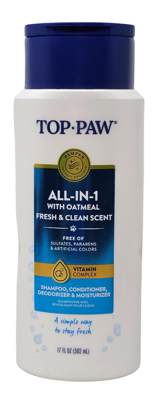 Top Paw All-in-1 Oatmeal Shampoo and Conditioner for Dogs, 17 Ounces