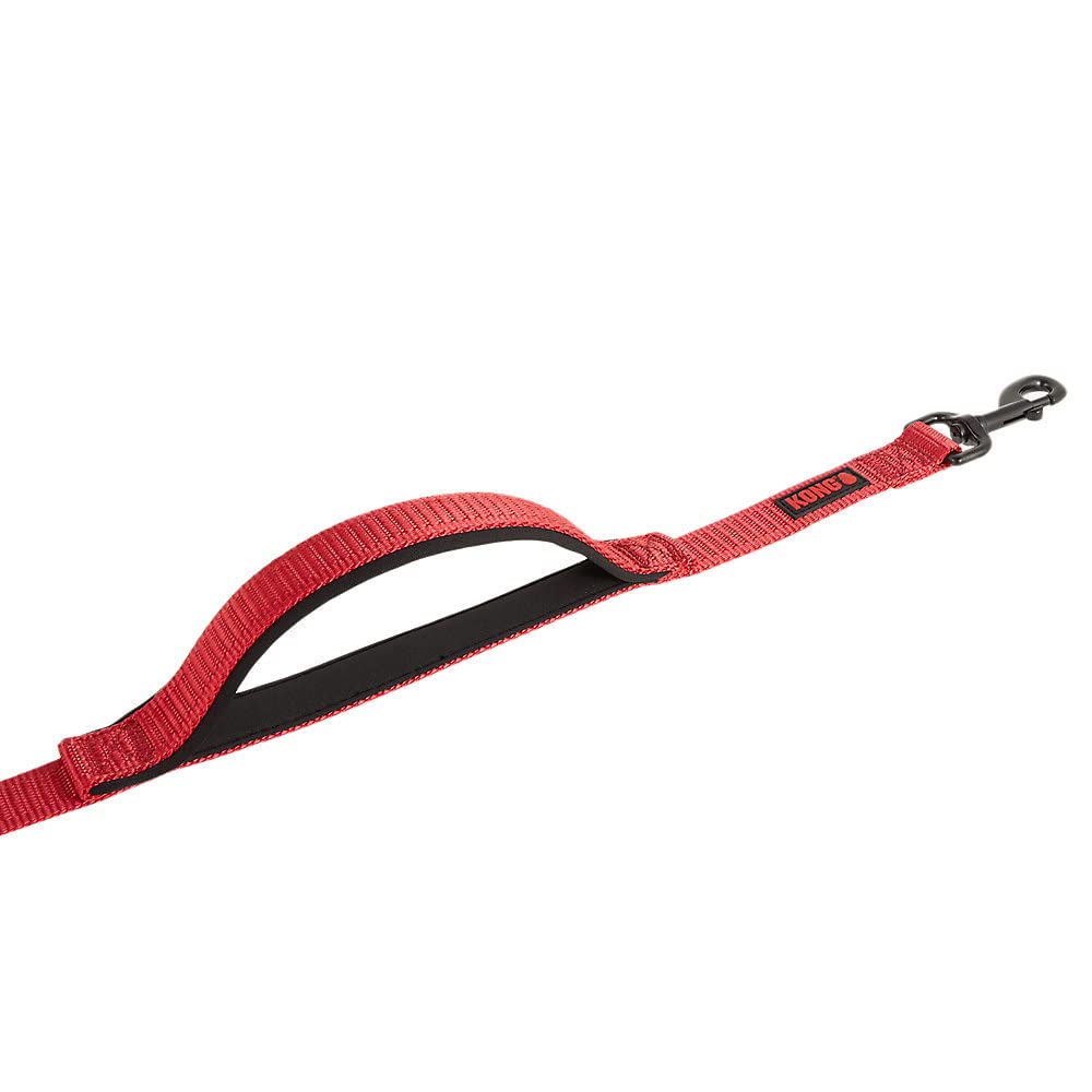 KONG Comfort Ultra Durable Traffic Padded Handle Hands Free Quick Control Leash 6' (Red)