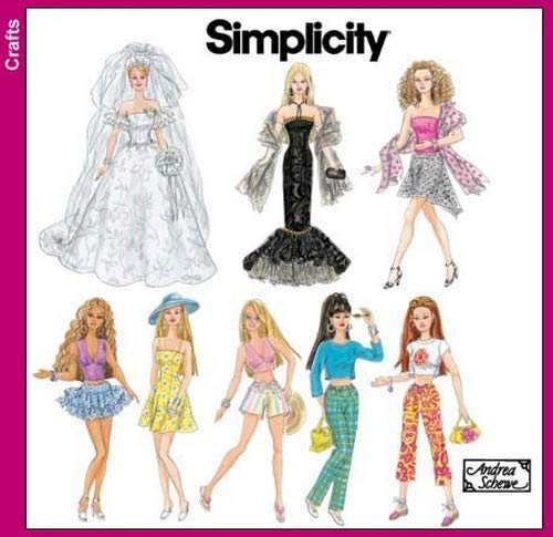 Simplicity S4719 Doll Clothes Sewing Pattern, Fancy Dresses, Bridal Gown & Casual Outfits for 11.5-Inch Fashion Dolls, One Size