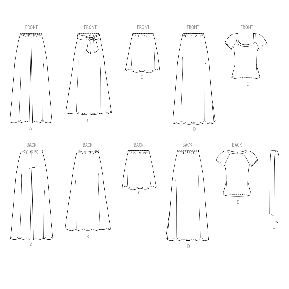 New Look N6762 Easy-to-Sew Women's Tops, Pants & Skirts Sewing Pattern, Sizes XS-XL
