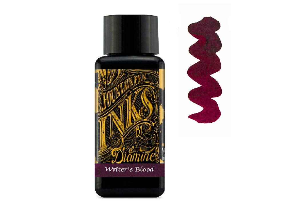 Diamine Fountain Pen Ink Bundle - Writers Blood, Midnight Blue & Green Black - 30 ml (3 Pack)