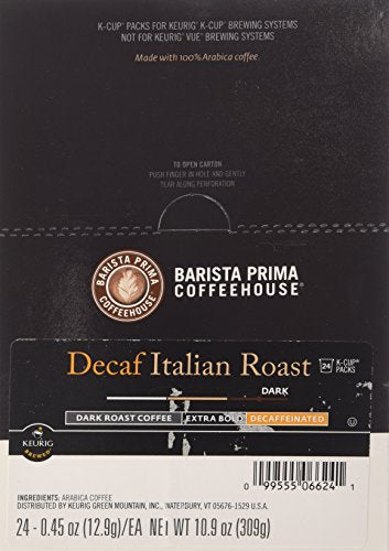 Barista Prima Coffee Italian Roast Decaf, K-Cup for Keurig Brewers