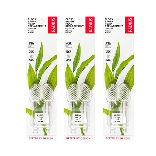 RADIUS Toothbrush Replacement Head for Big Brush and Source Soft Pack BPA Free and ADA Accepted Designed to Improve Gum Health and Reduce The Risk of Gum Disease, Clear, 6 Count