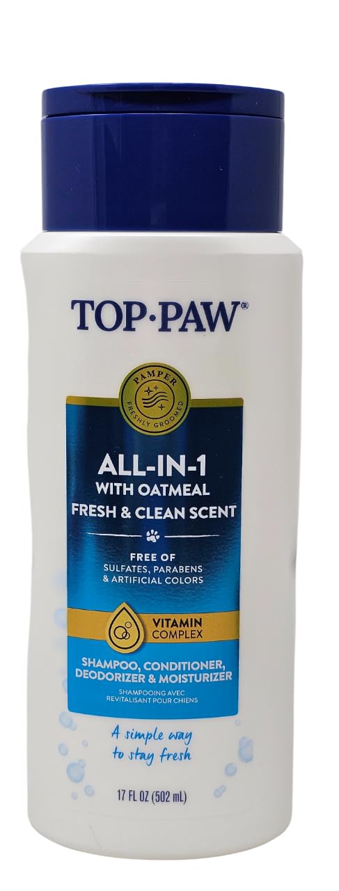 Top Paw All-in-1 Oatmeal Shampoo and Conditioner for Dogs, 17 Ounces
