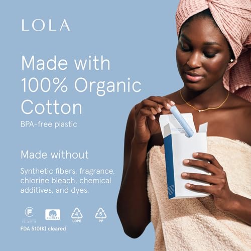 LOLA Organic Cotton Unscented Tampons, Regular Absorbency - Natural Ingredients, Chlorine & Toxin Free, Powerful Leak Protection - BPA Free