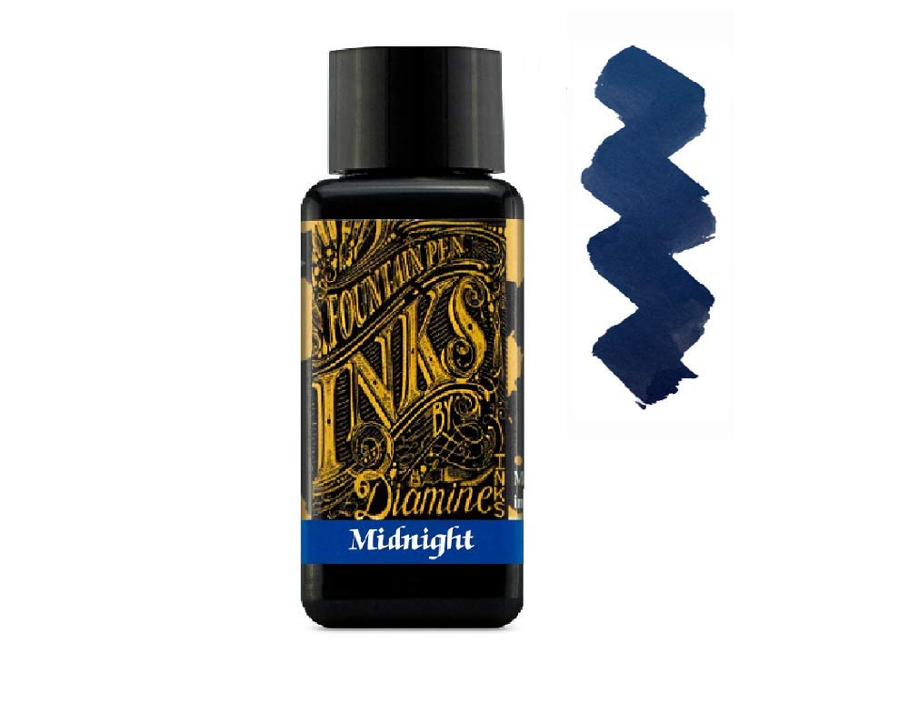 Diamine Fountain Pen Ink Bundle - Writers Blood, Midnight Blue & Green Black - 30 ml (3 Pack)