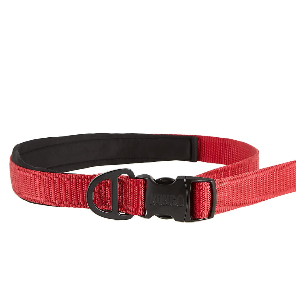KONG Comfort Ultra Durable Traffic Padded Handle Hands Free Quick Control Leash 6' (Red)