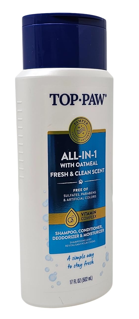 Top Paw All-in-1 Oatmeal Shampoo and Conditioner for Dogs, 17 Ounces