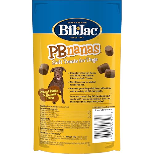Bil-Jac PB Nanas Dog Treats - Peanut Butter and Banana Flavor - 4 oz Bags