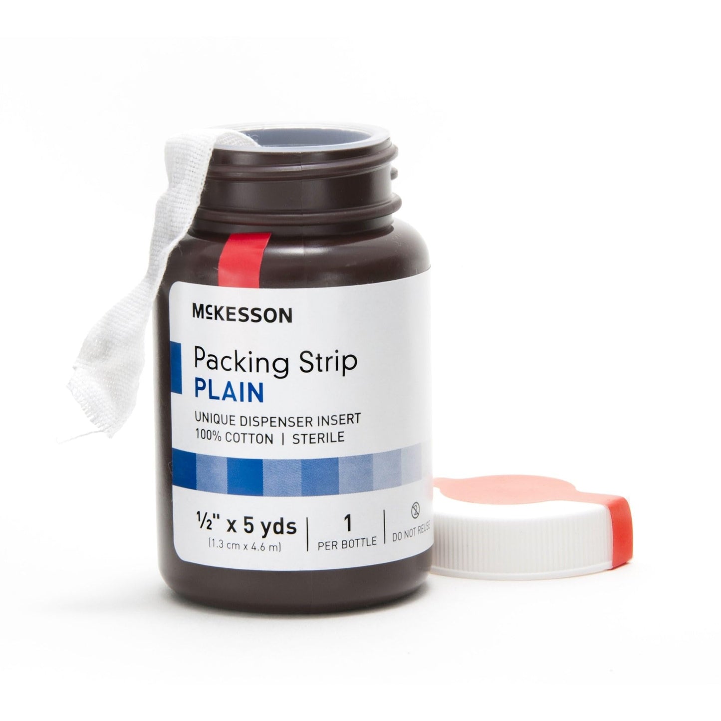McKesson Packing Strip, Sterile, Plain, 100% Cotton, 1/2 in x 5 yds, 1 Count