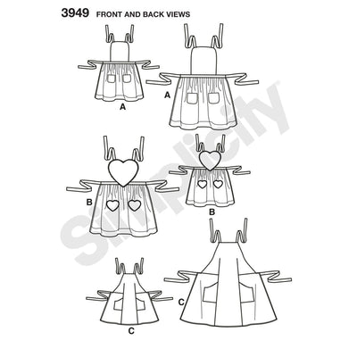 Simplicity Child and Adult Matching Apron Sewing Patterns, Sizes S-L