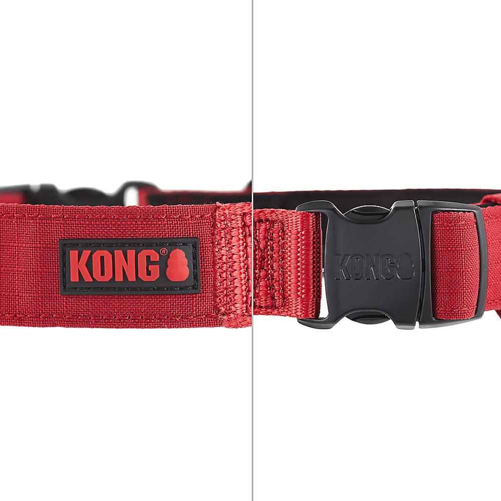 KONG Ultra Durable Padded Comfort Handle Dog Collar (Medium, Red)