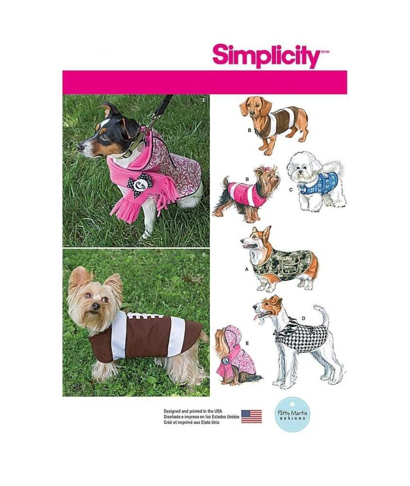 Simplicity S1239 Dog Coat Sewing Pattern for Small, Medium & Large Dogs, Three Sizes