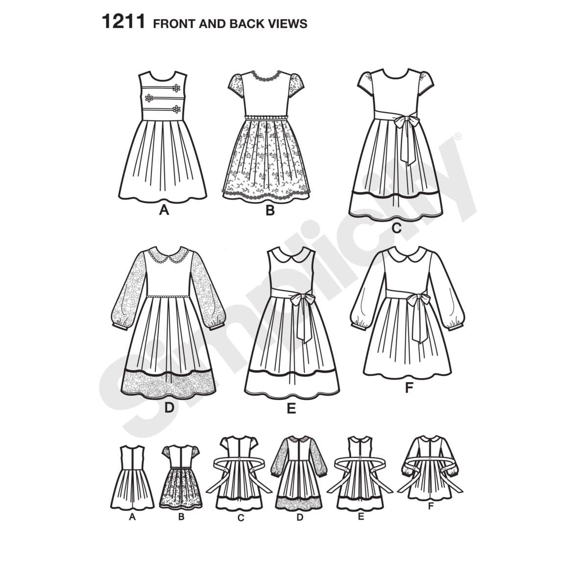 Simplicity 1211 Girls' Dress Sewing Pattern, Sizes 7-14