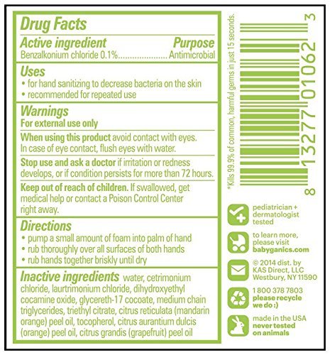 Babyganics Alcohol Free Foaming Hand Sanitizer - Mandarin - 1.69 oz