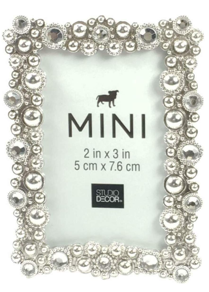 Studio Decor Bejeweled Silver Tone Metal Mini Picture Frame 2 X 3