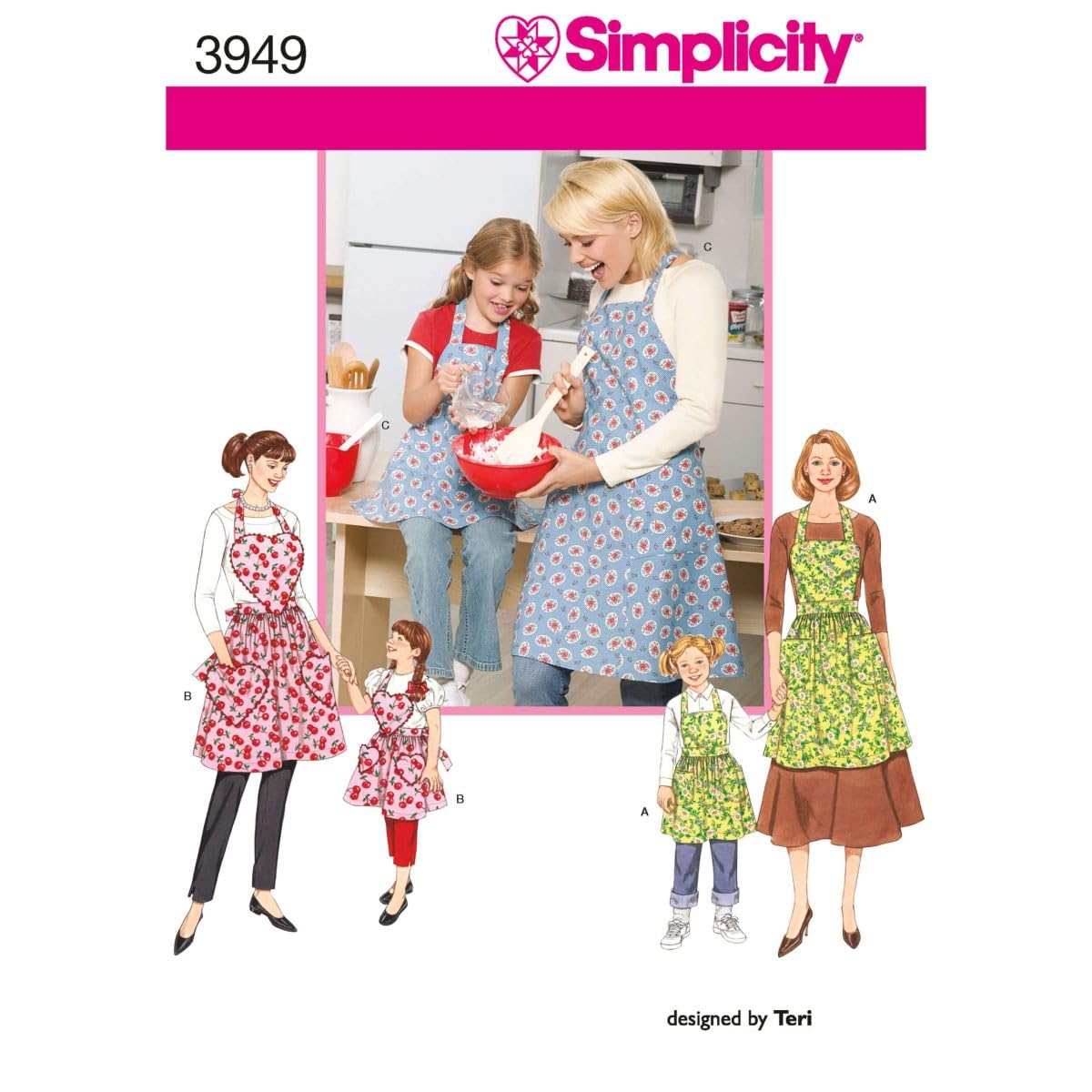 Simplicity Child and Adult Matching Apron Sewing Patterns, Sizes S-L