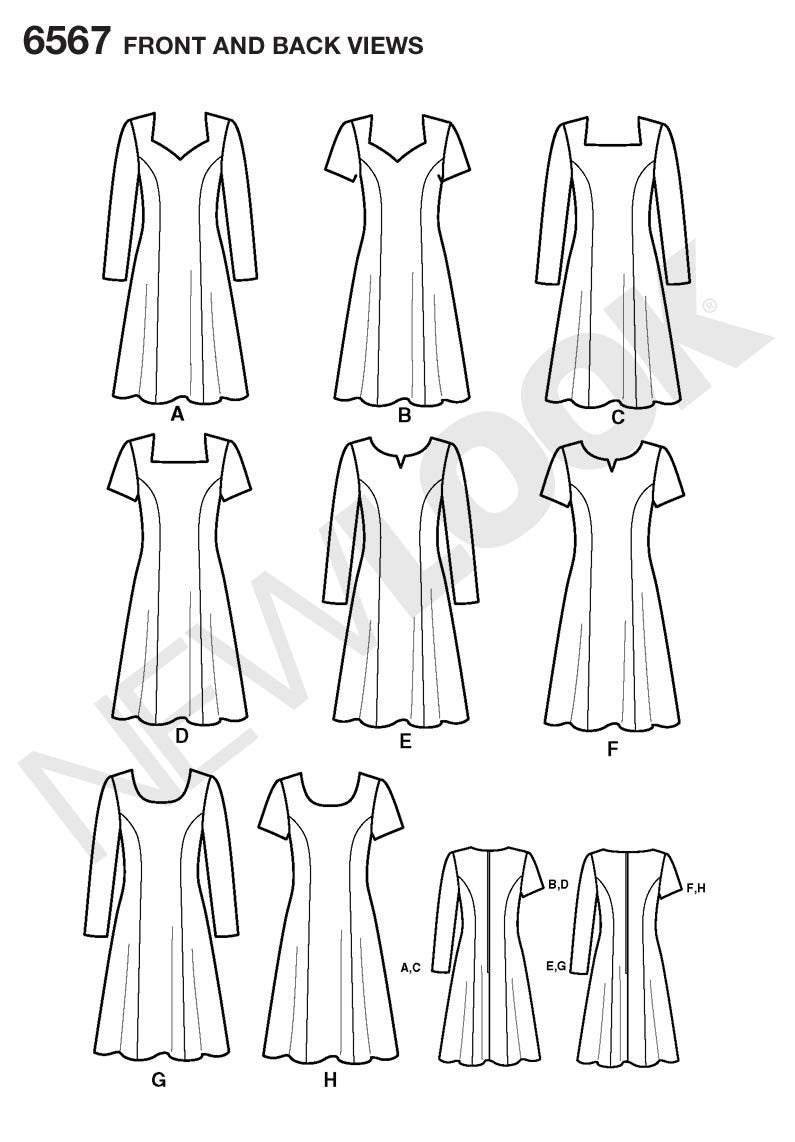 New Look 6567 Women's Dress Sewing Pattern, Sizes 6-16
