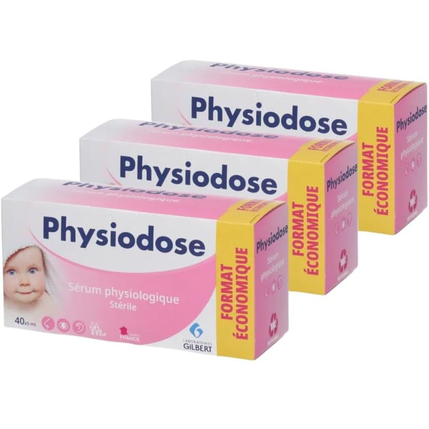 Physiodose Physiological Serum - 3 Boxes of 40 Single Doses, 40 Count (Pack of 3)