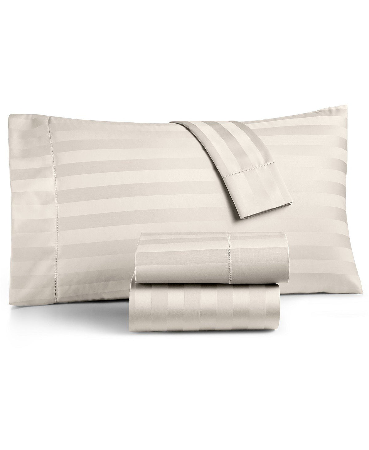 Charter Club Damask Stripe Queen 4 Pieces Sheet Set, 550 Thread Count Supima Cotton Ivory