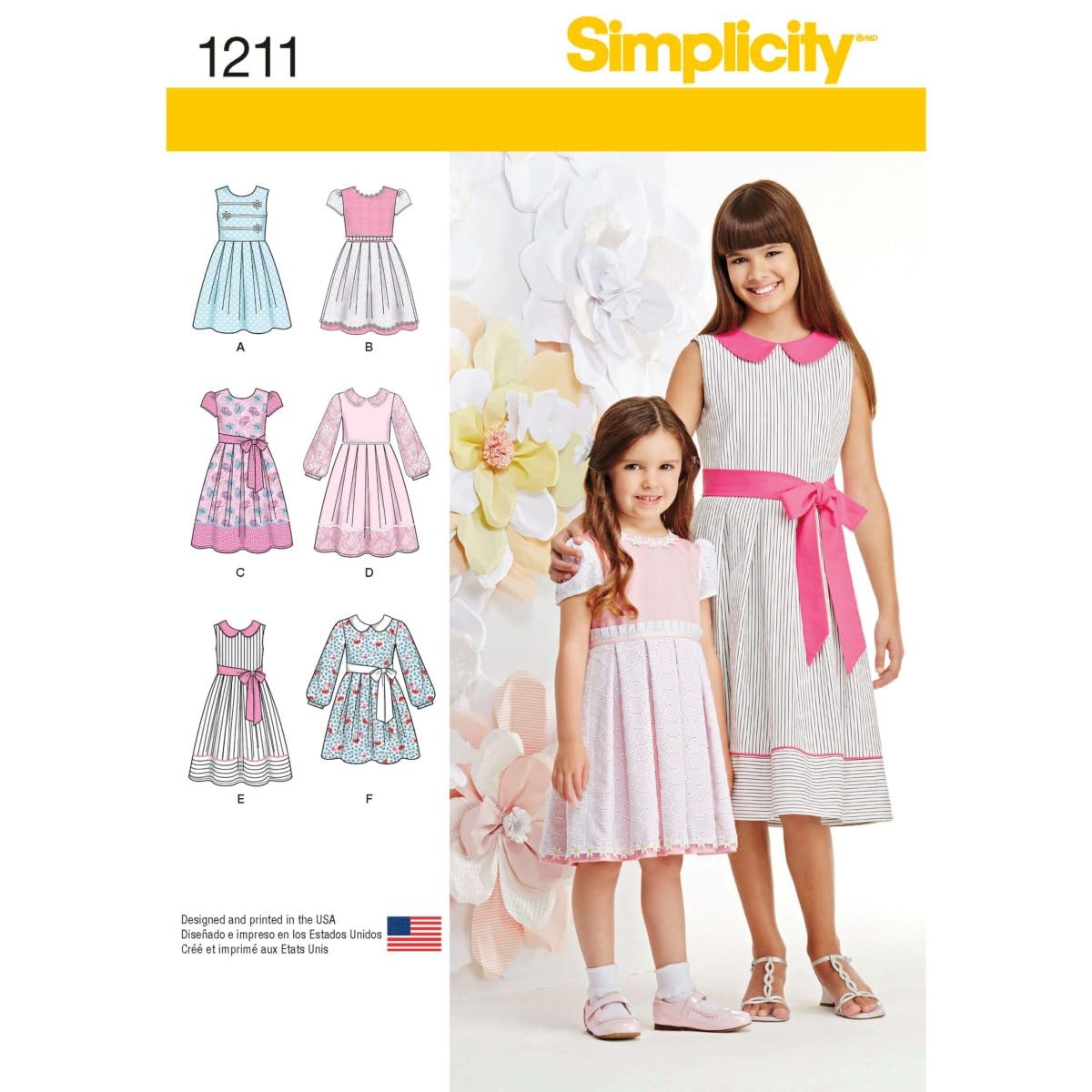 Simplicity 1211 Girls' Dress Sewing Pattern, Sizes 7-14