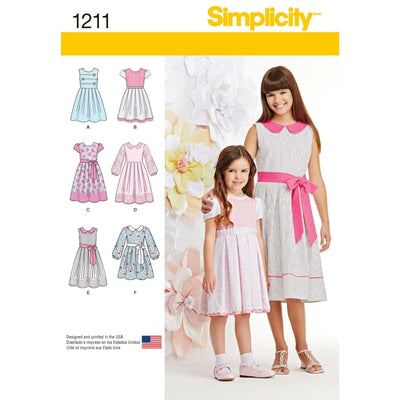 Simplicity 1211 Girls' Dress Sewing Pattern, Sizes 7-14