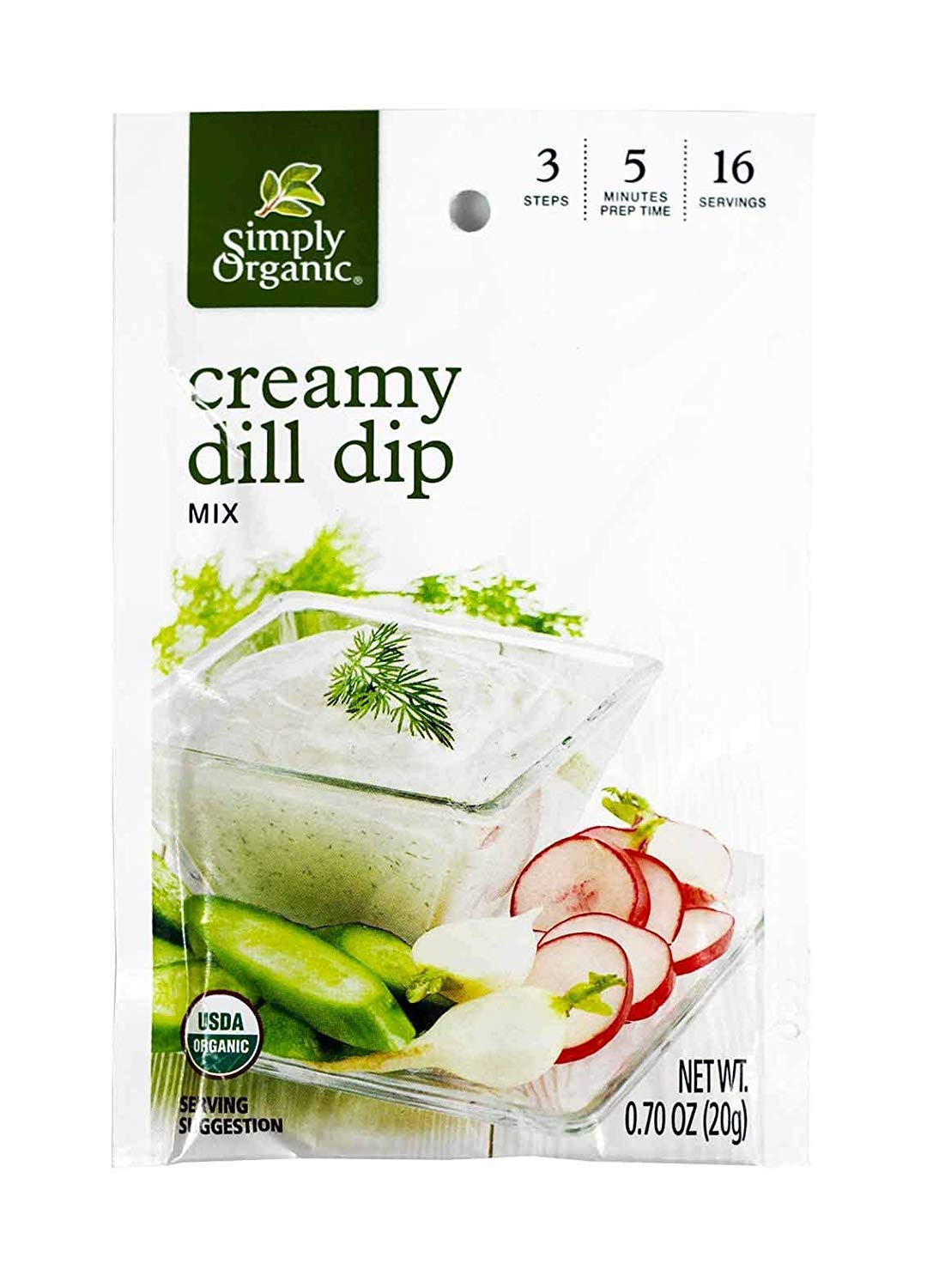 Simply Organic Creamy Dill Dip, Certified Organic, Gluten-Free | 0.7 oz | Pack of 3